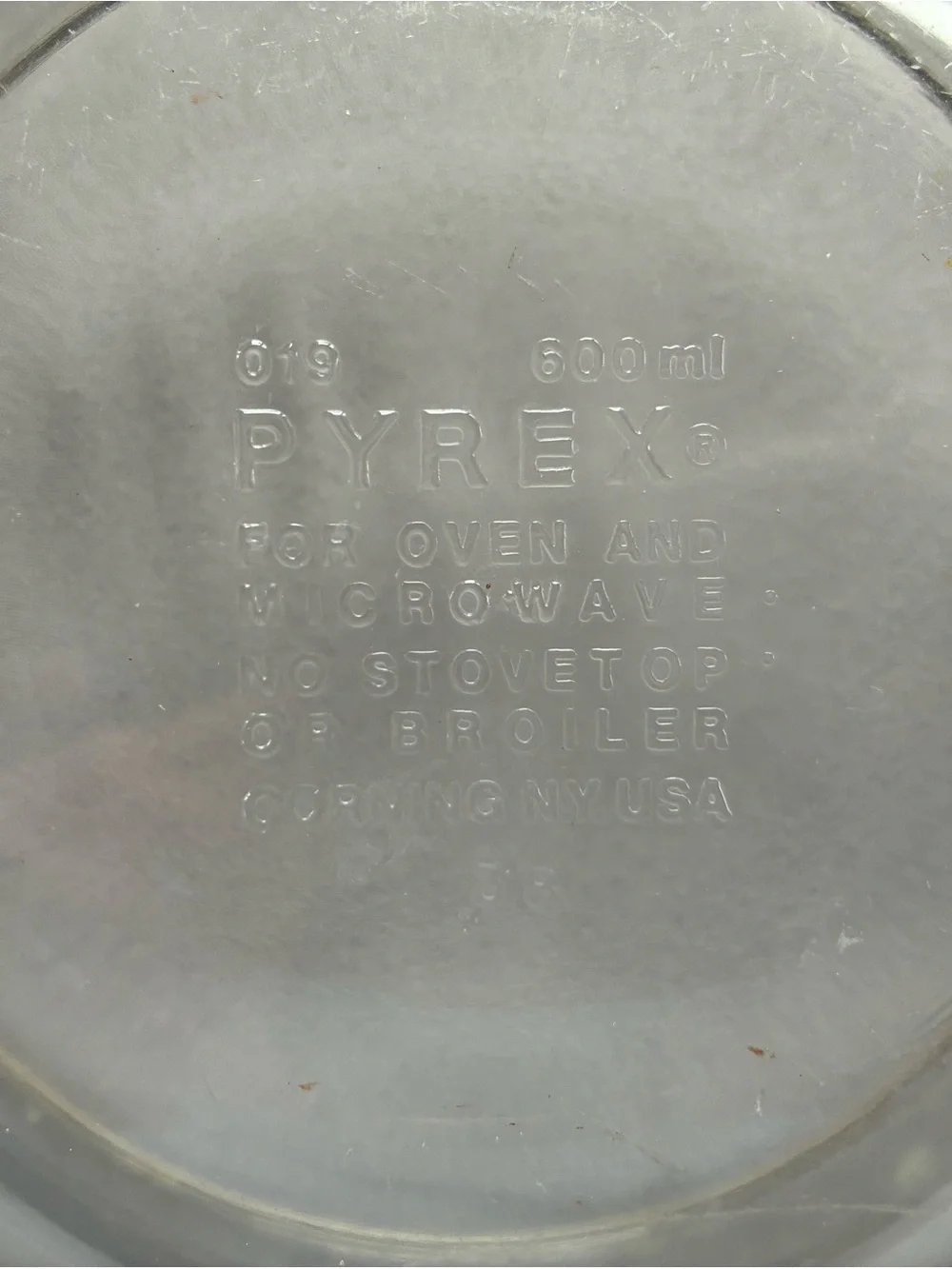 Pyrex 019 600ml Clear Glass Casserole Dish w Lid Round Corning USA